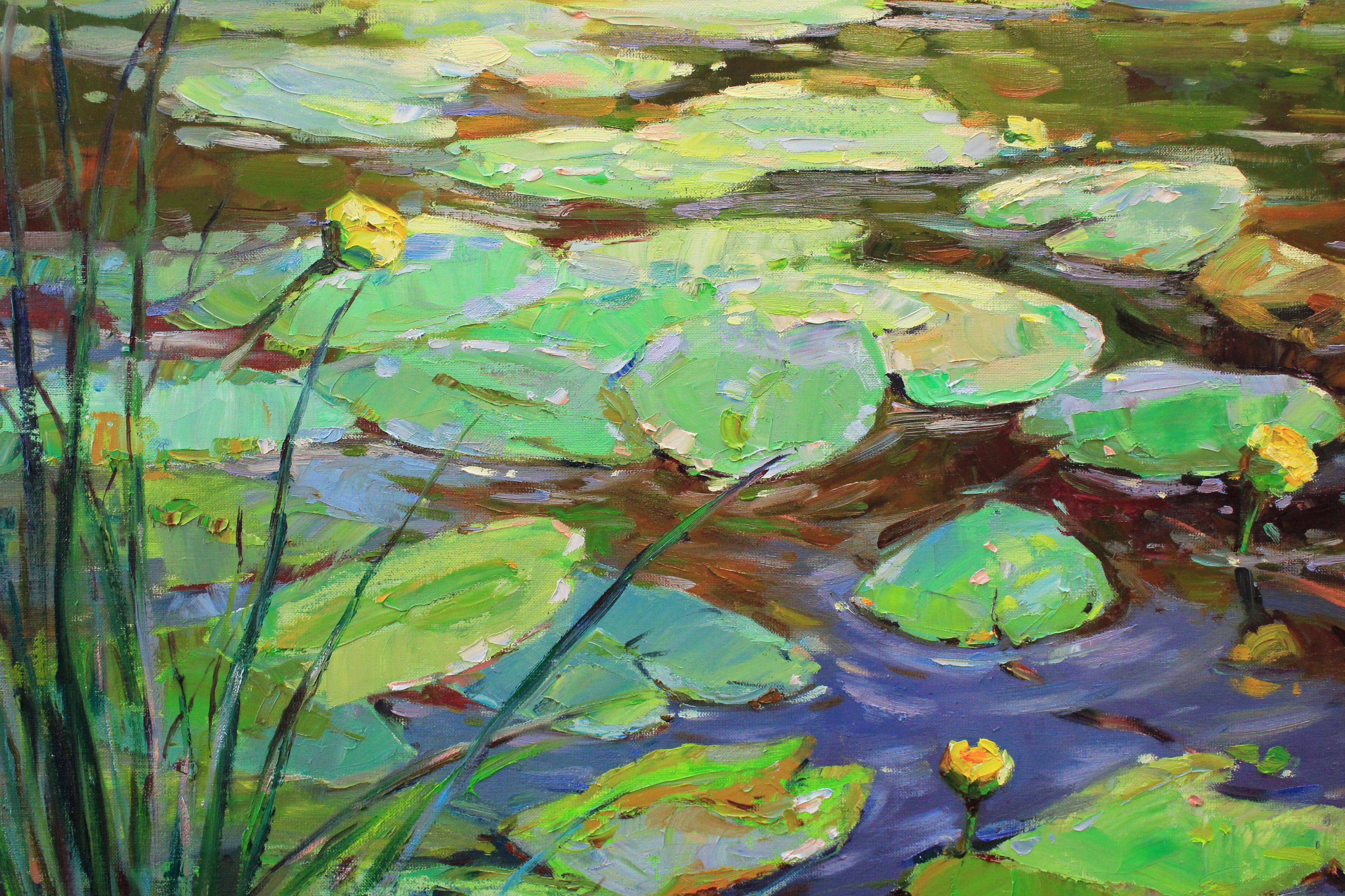 Wasserlilien, Gemälde, Öl auf Leinwand (Impressionismus), Painting, von Alisa Onipchenko-Cherniakovska
