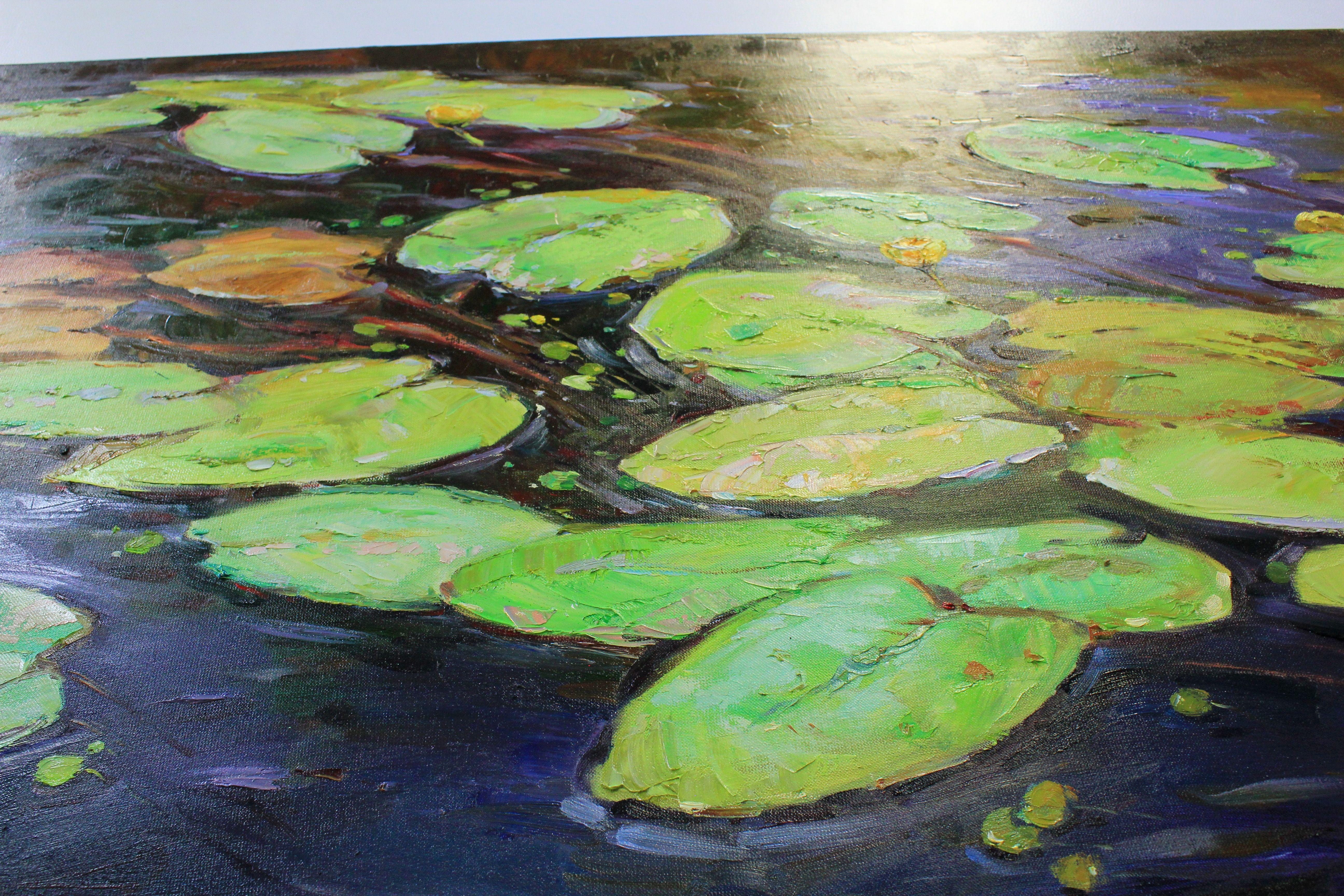 „Wasserlilien“, Gemälde, Öl auf Leinwand im Angebot 1