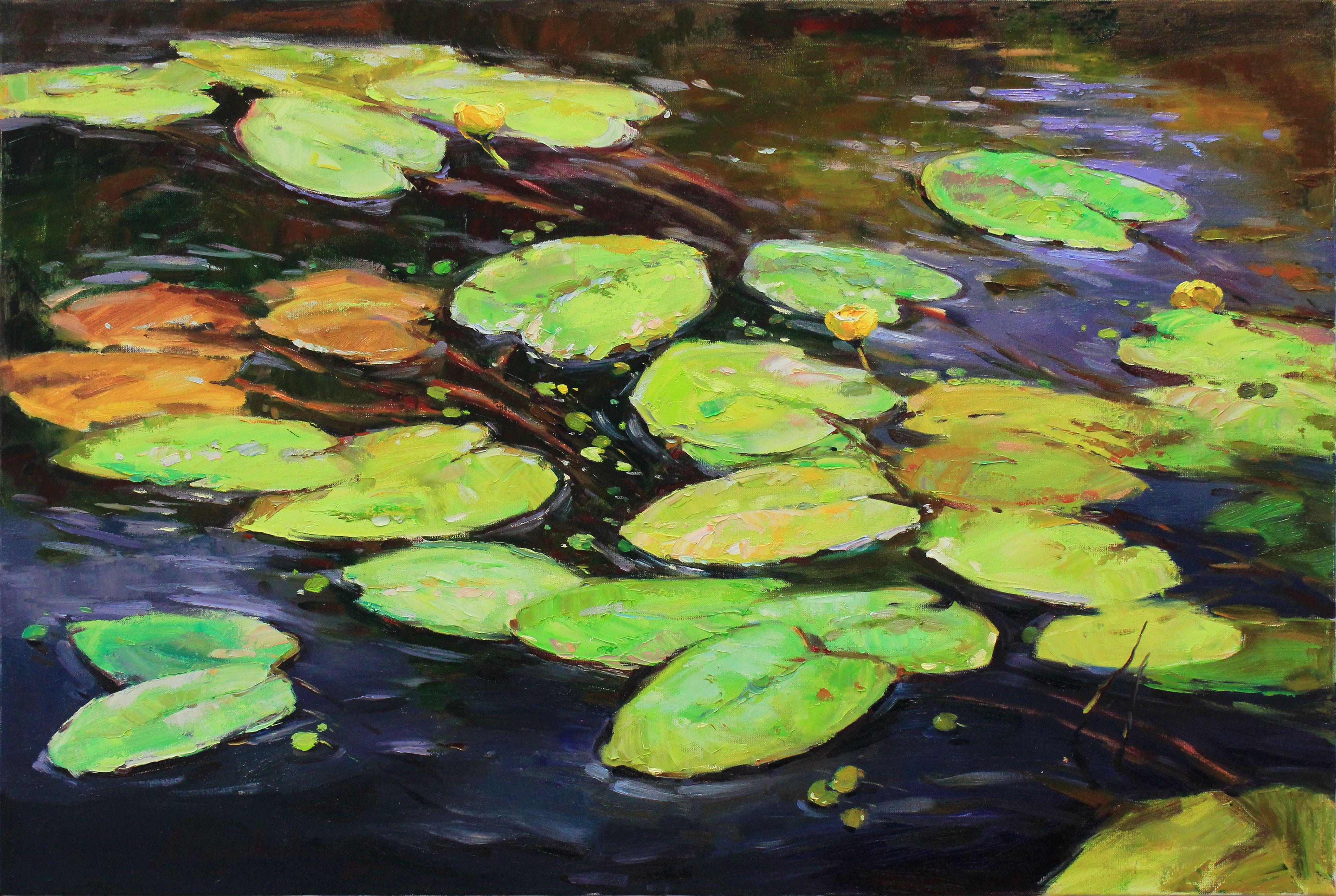 One of a kind original Oil painting by Ukrainian artist Alisa Onipchenko-Cherniakovska - Canvas painting - Painting signed front and back - Certificate of Authenticity for painting included TITLE: "Water lilies"   THE SIZE: 80.0 X 120.0 CM / 31.5 X