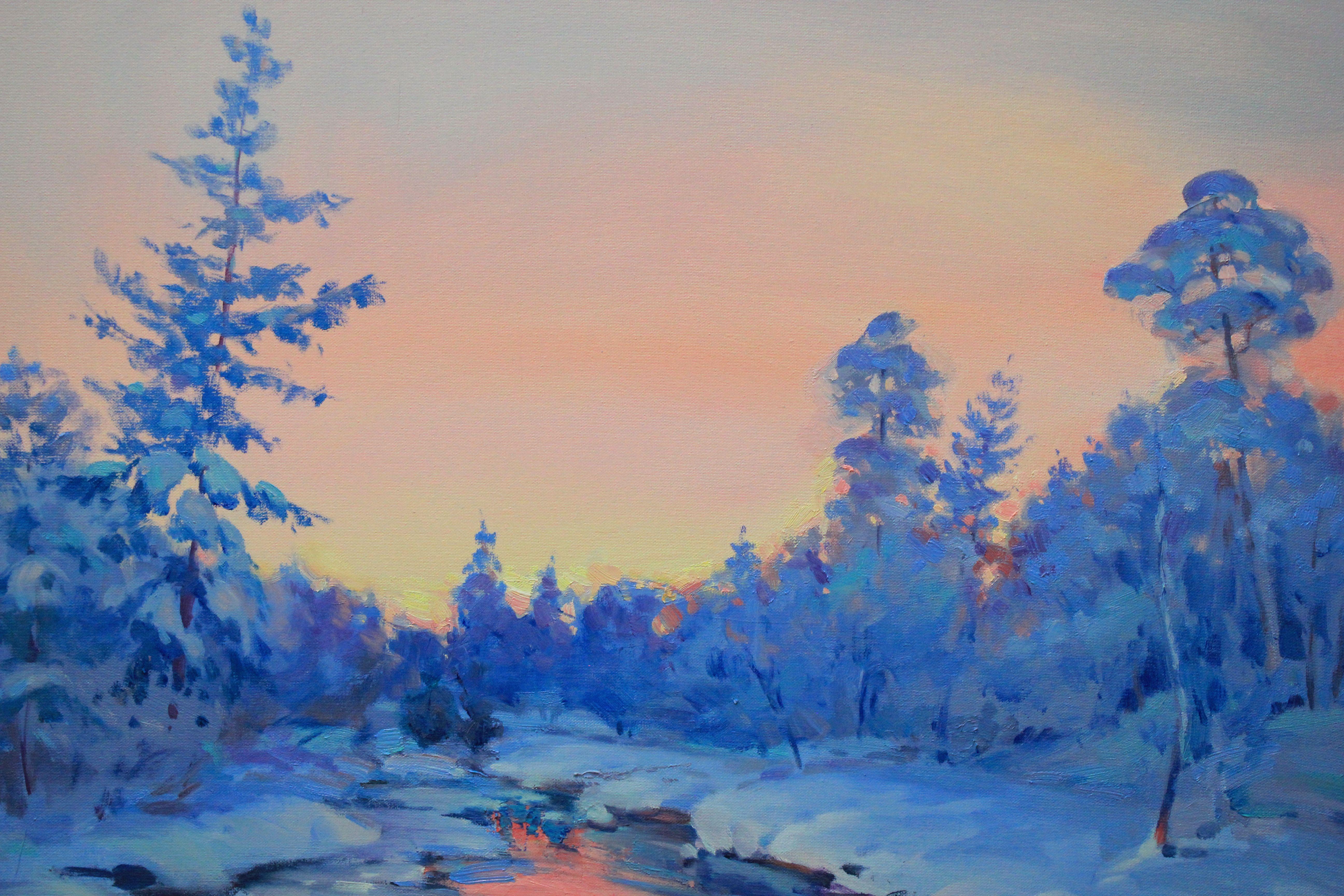 „Winter in blue“, Gemälde, Öl auf Leinwand (Impressionismus), Painting, von Alisa Onipchenko-Cherniakovska