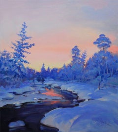 "Winter in blue", Painting, Oil on Canvas