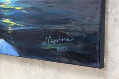 "Winter night", Painting, Oil on Canvas