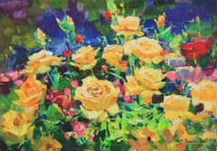 „Gelbrote Rosen“, Gemälde, Öl auf Leinwand