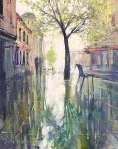 «Primavera en una ciudad», de Alise Medina. Óleo sobre lienzo, 95 x 75 cm. Firmado