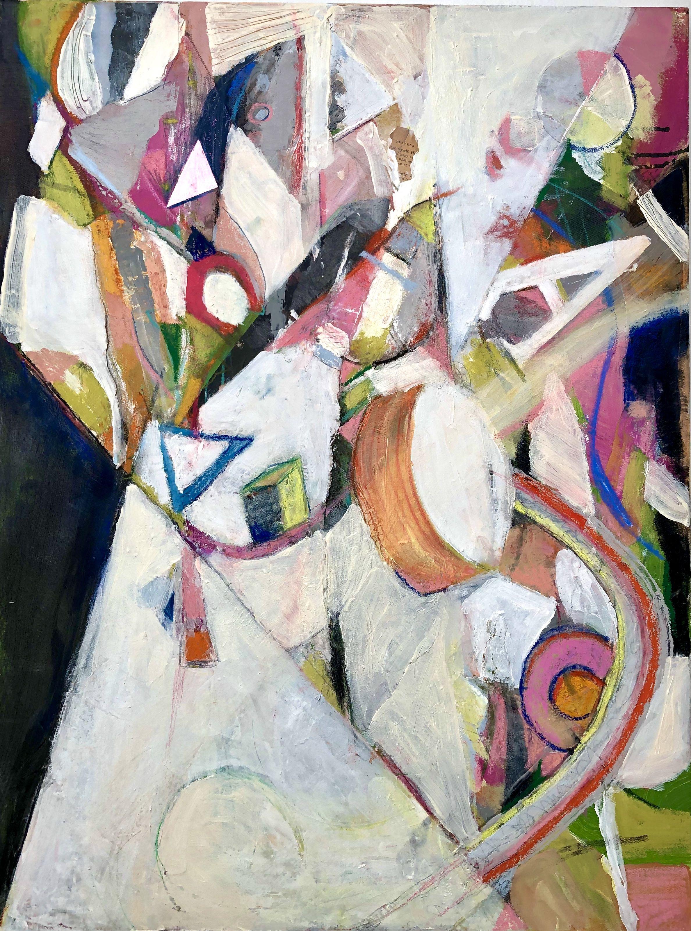 Triangle rose, peinture, acrylique sur toile - Painting de Alise Sheehan