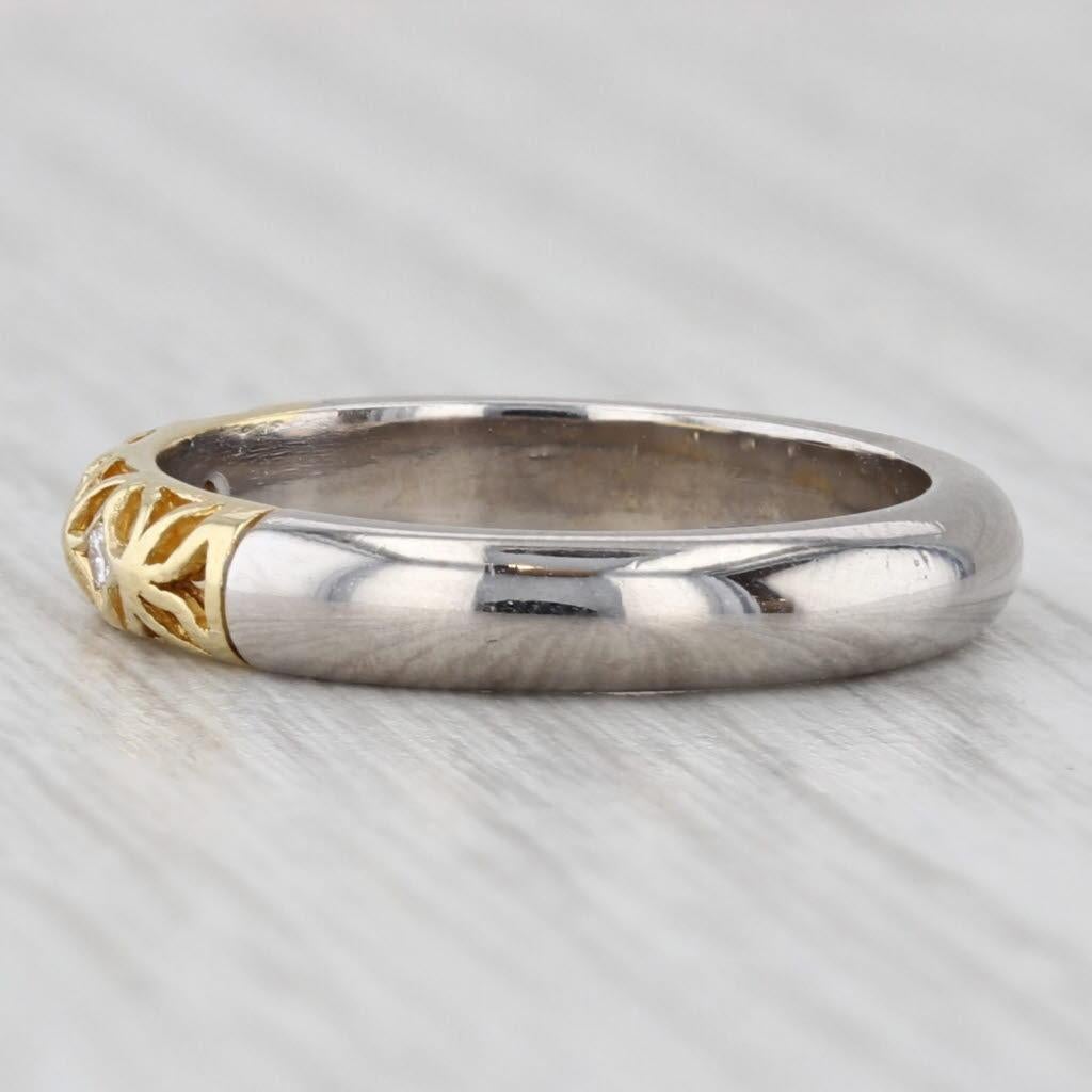 Alishan Diamant Ring 18k Gelb Weißgold Größe 6,25 stapelbar Band Hochzeit im Zustand „Gut“ im Angebot in McLeansville, NC