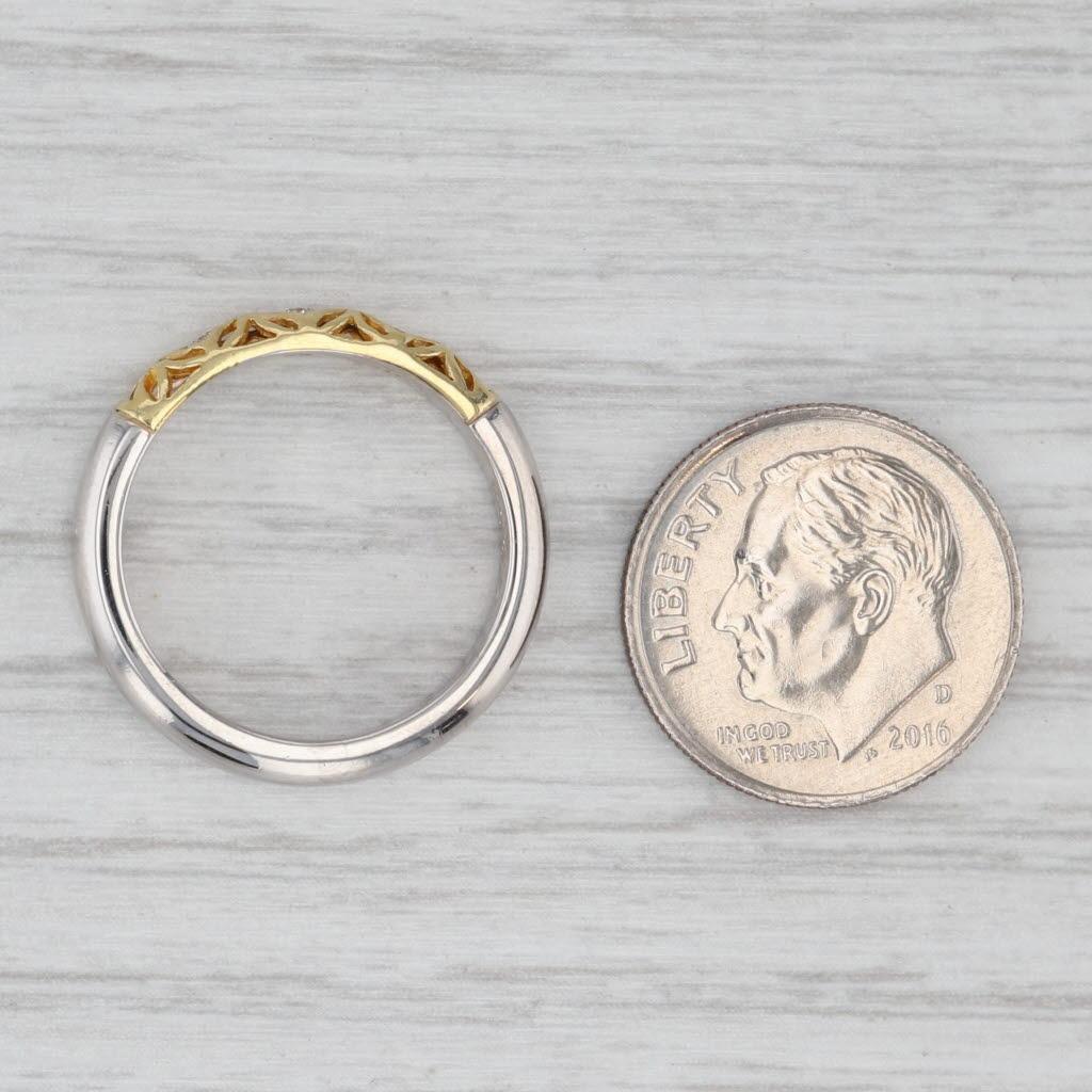 Alishan Diamant Ring 18k Gelb Weißgold Größe 6,25 stapelbar Band Hochzeit im Angebot 2