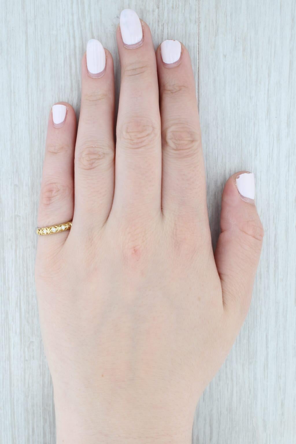 Alishan Diamant Ring 18k Gelb Weißgold Größe 6,25 stapelbar Band Hochzeit im Angebot 3