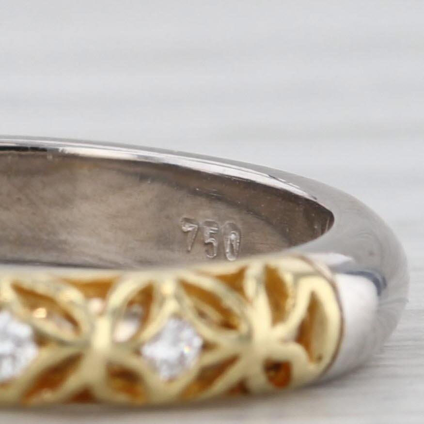 Alishan Diamant Ring 18k Gelb Weißgold Größe 6,25 stapelbar Band Hochzeit im Angebot 4