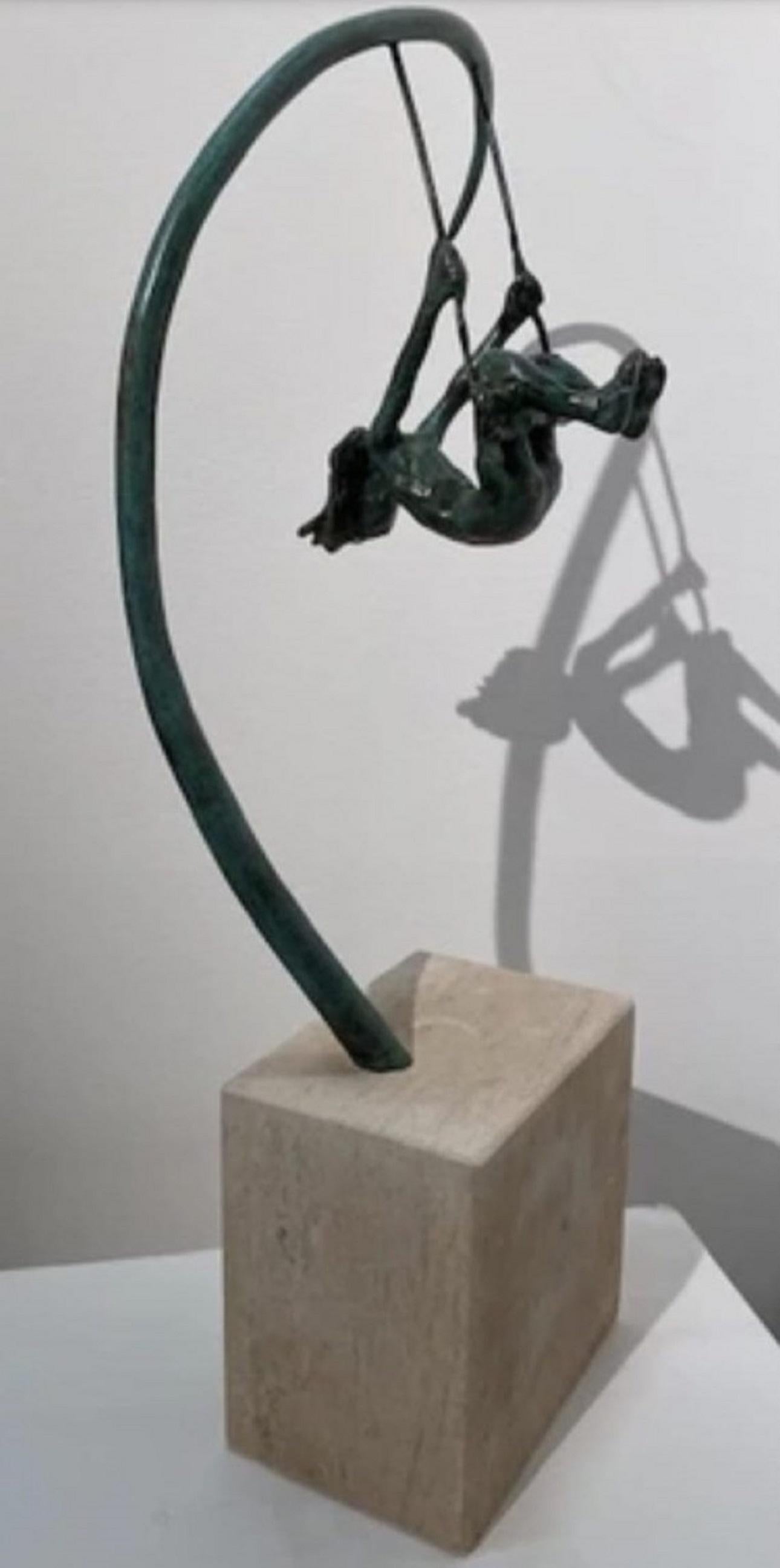 Alison Bell Figurative Sculpture - Higher, Bronze still-life sculpture 