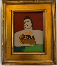 Contemporary Figurative Painting with Vegetables on Wood Panel