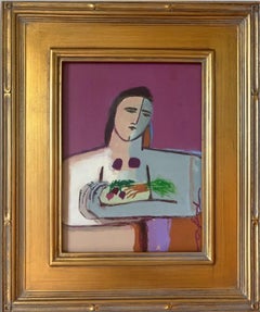 Folk Inspired Figurative Painting with Garden Vegetables