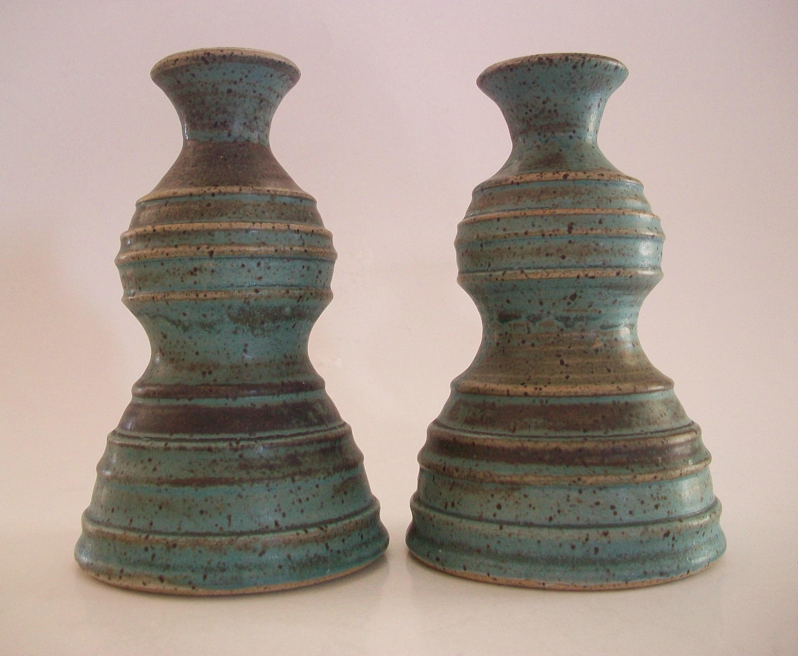 20th Century ALISON FENIAK - Mid Century Studio Pottery Candle Holders - Canada - Circa 1956 For Sale