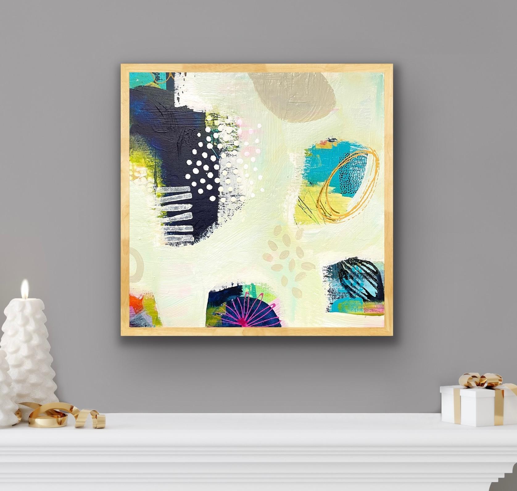 Above and Beyond, Statement Abstract Expressionist Painting, Original Framed Art - Beige Landscape Painting by Alison Gilbert
