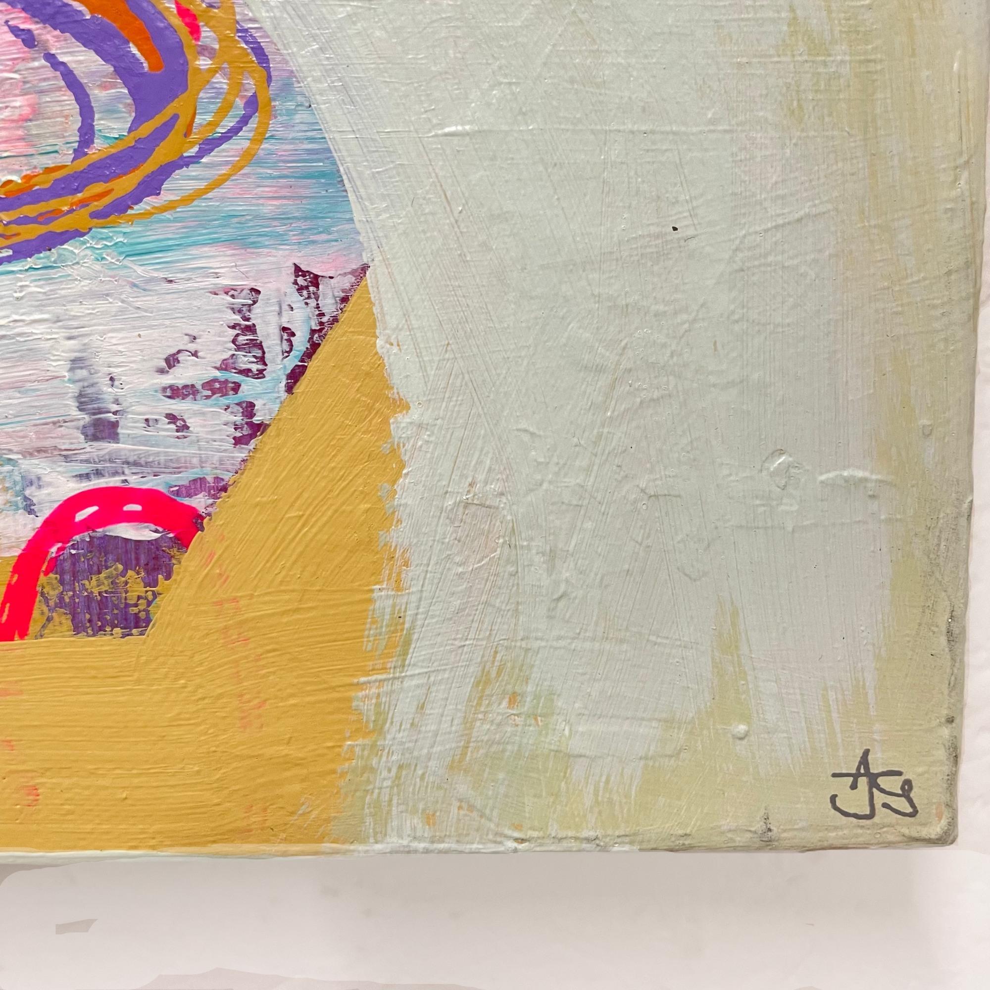 Prendo il pistacchio, Pittura astratta, Arte contemporanea originale, Arte con disegni - Abstract Painting Beige di Alison Gilbert