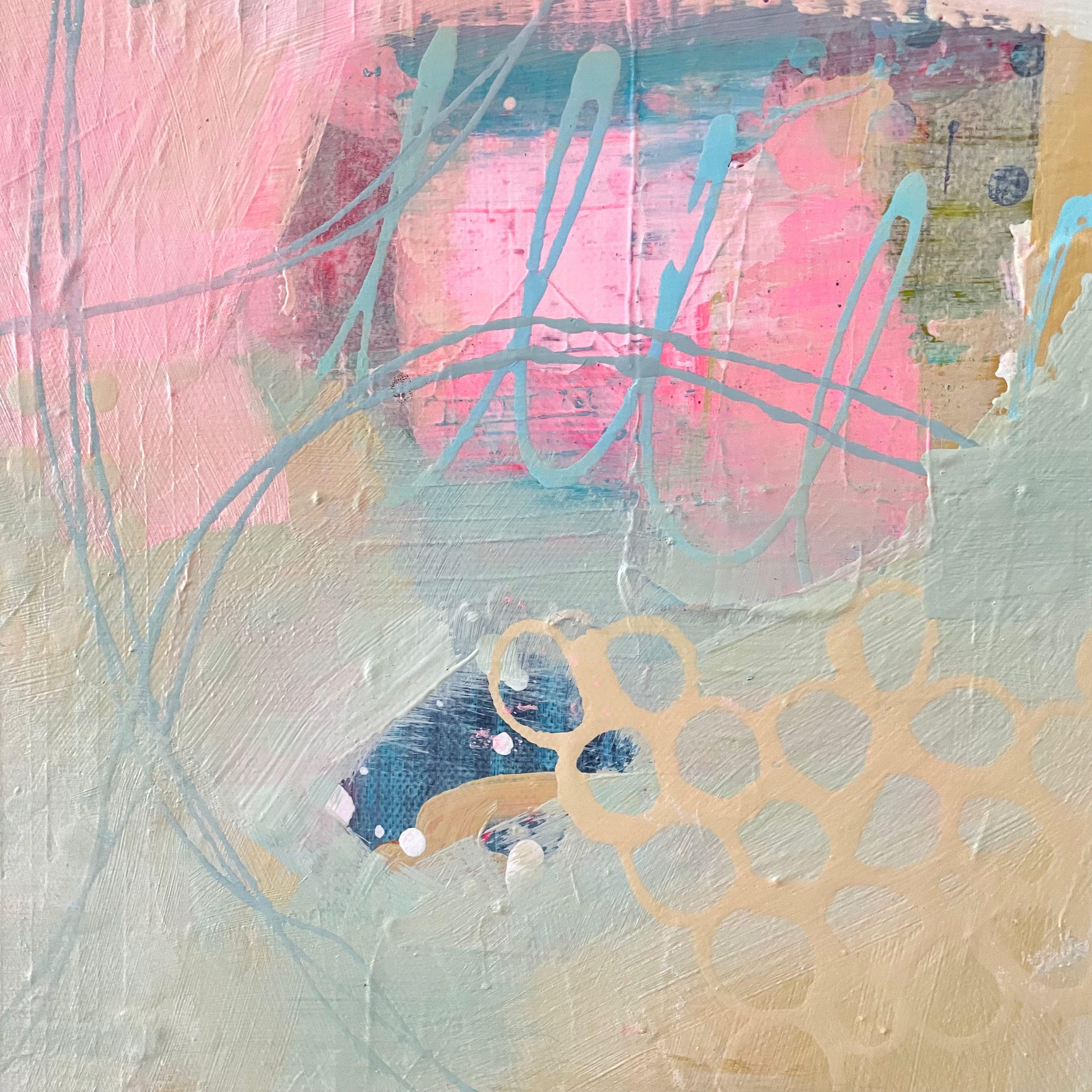 Prendo il pistacchio, Pittura originale, Astratto, Forme, Geometria - Abstract Painting Beige di Alison Gilbert