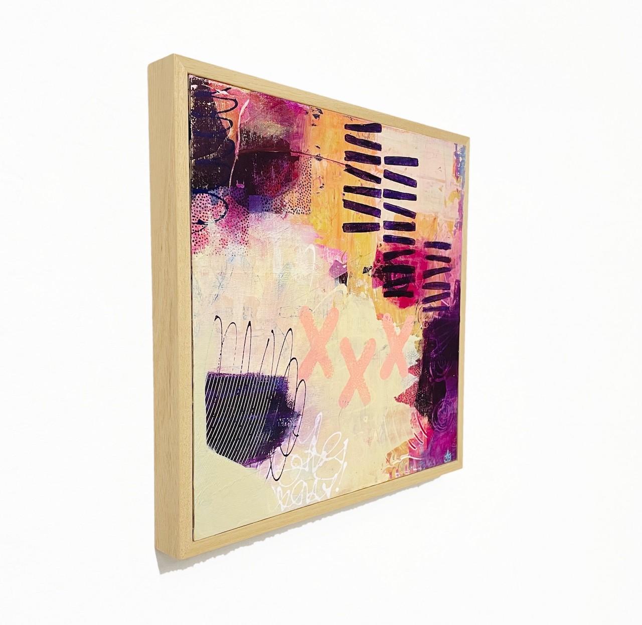 „The Way Through“, rosa und lila Acrylgemälde, helles abstraktes Kunstwerk  (Beige), Abstract Painting, von Alison Gilbert