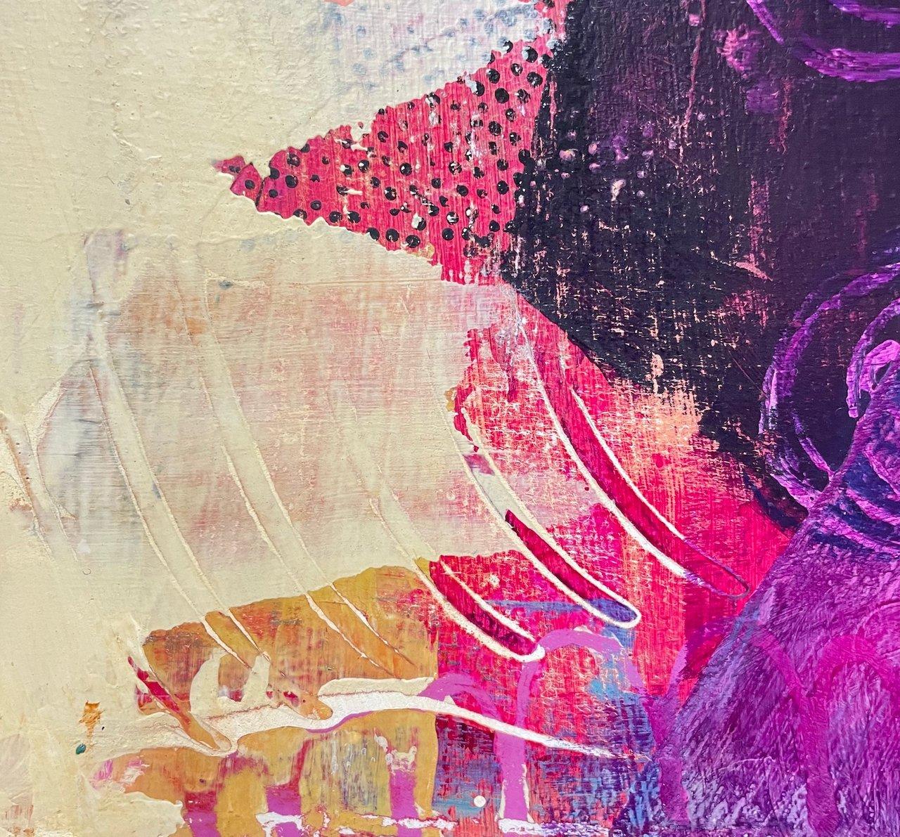 Peinture acrylique rose et violette « The Way Through », œuvre d'art abstraite brillante  en vente 1