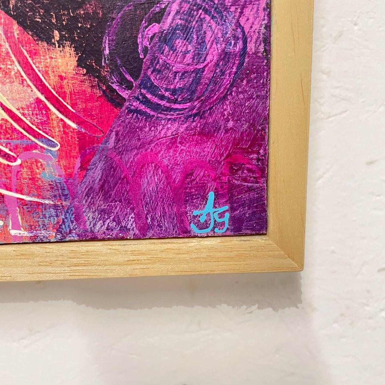 Peinture acrylique rose et violette « The Way Through », œuvre d'art abstraite brillante  en vente 2