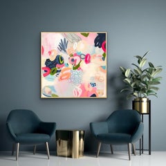 Tickled Pink, Original Abstract Painting, Bright Contemporary Abstract Artwork