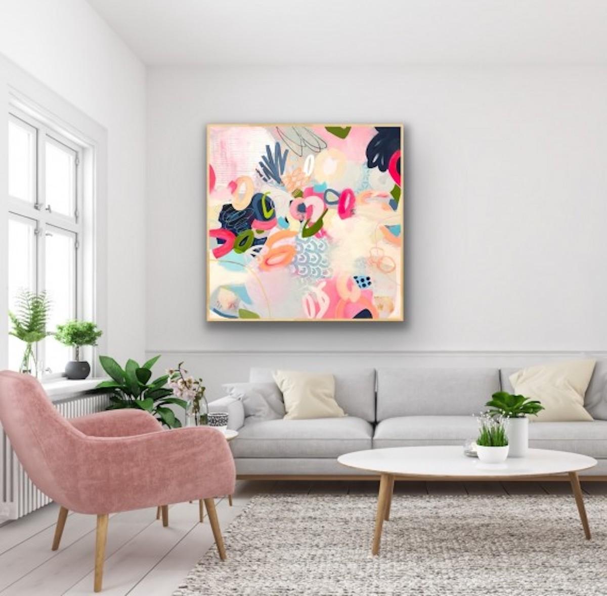 Tickled Pink, Original Abstract Painting, Bright Contemporary Abstract Artwork For Sale 4
