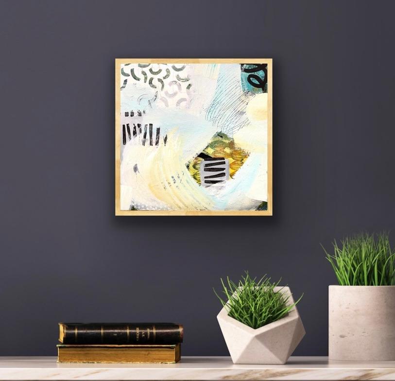 Tide's Turn, Vibrant Seascape Painting, Bold Abstract Artwork, Framed Art - Brown Abstract Painting by Alison Gilbert