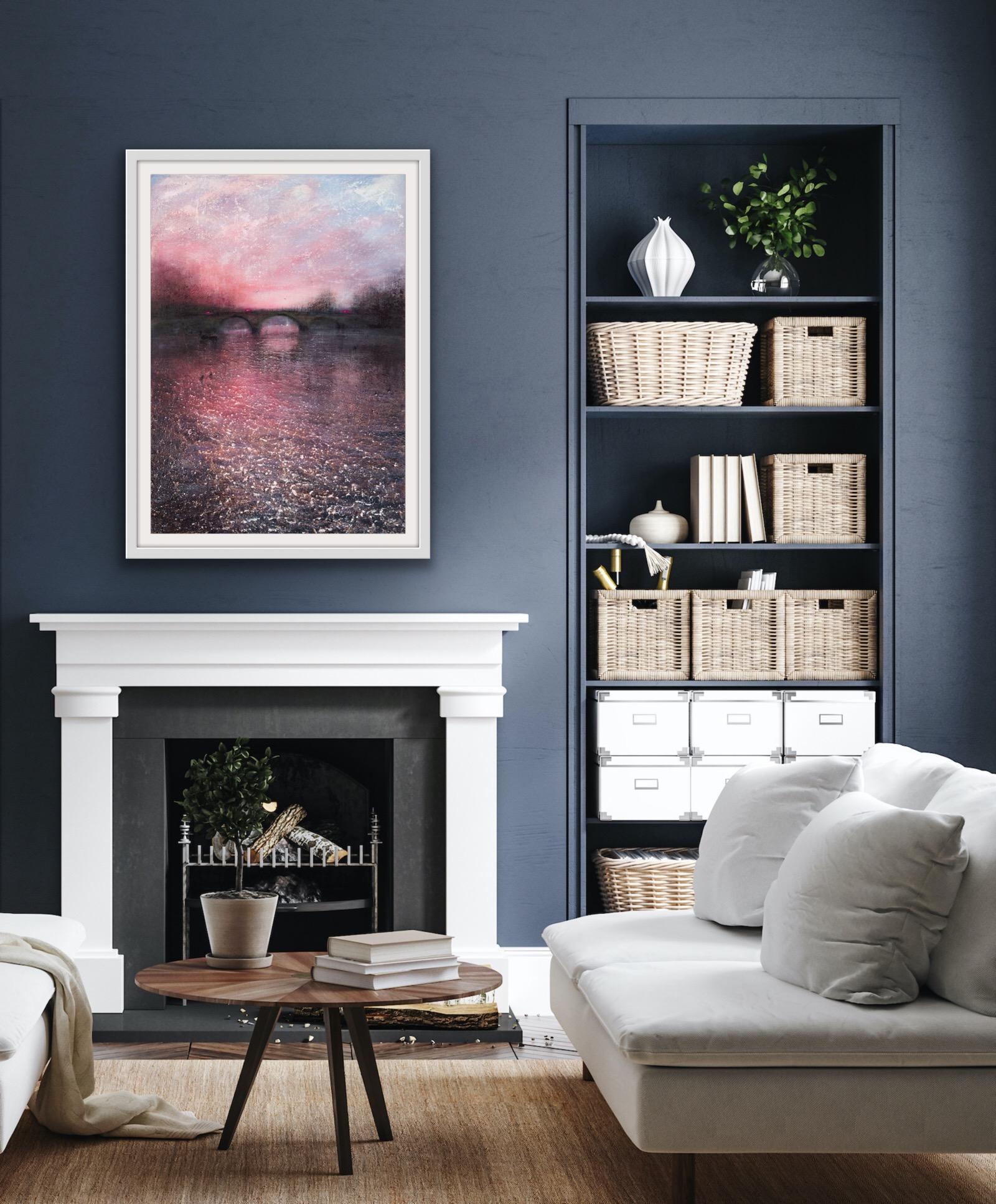 Richmond Morning, paysage urbain de Londres, architecture de Londres, peintures de ponts en vente 2