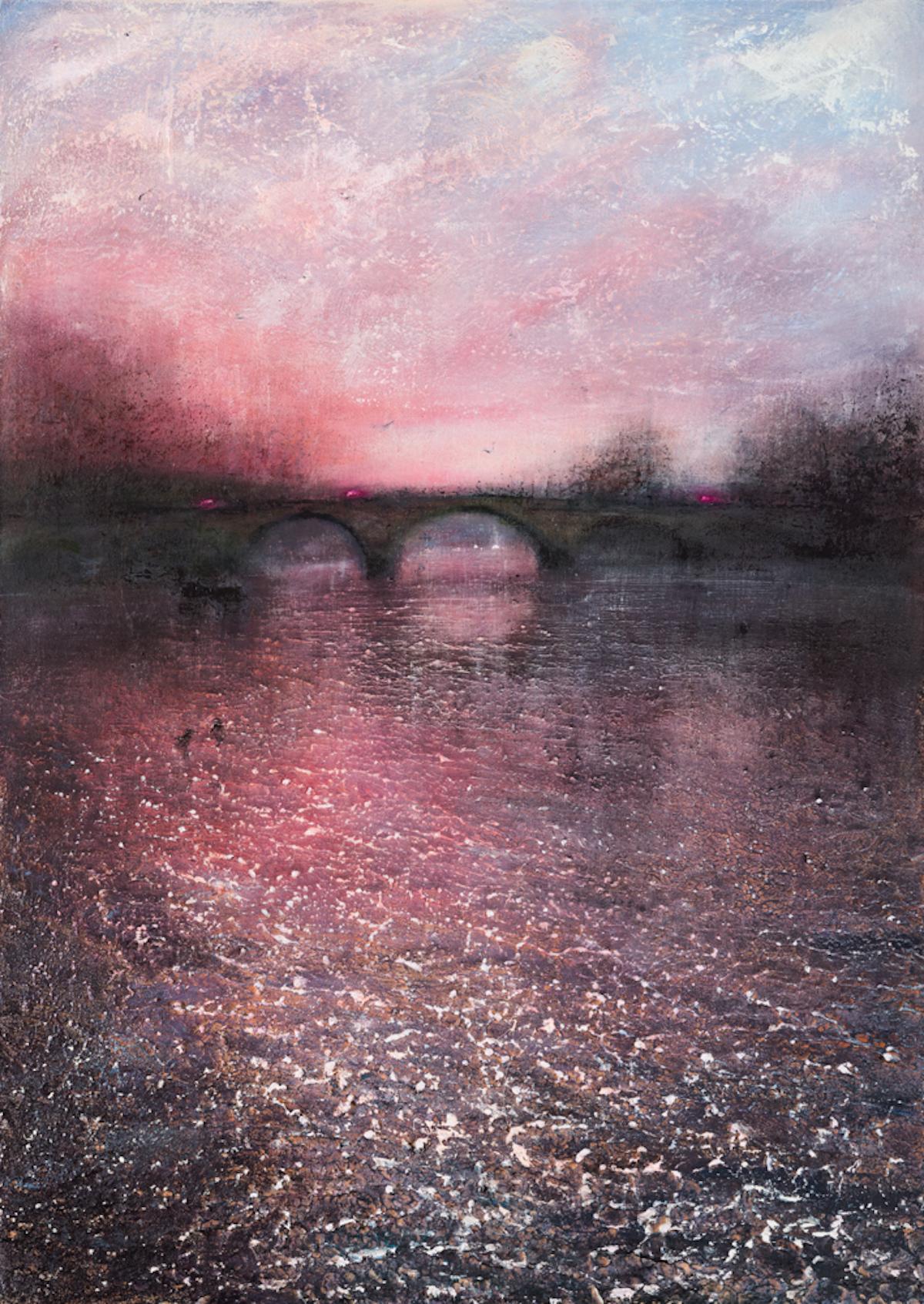 Landscape Painting Alison Groom  - Richmond Morning, paysage urbain de Londres, architecture de Londres, peintures de ponts