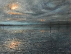 Alison Groom, Maldon Blues, Original Oil Painting, Modern Art, Coastal Art