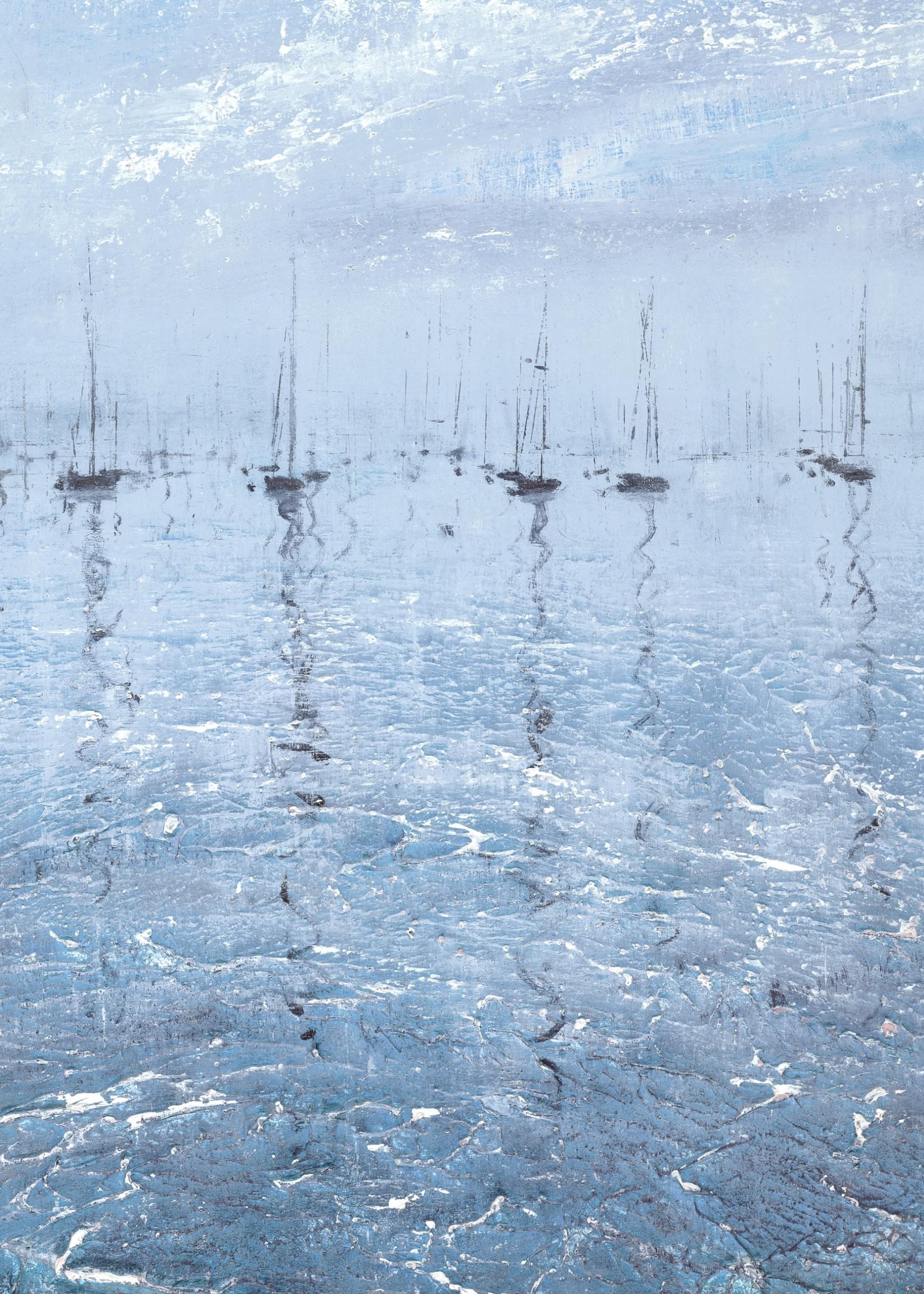 Harbour Ripples, peinture de paysage côtier, peintures originales de paysage, paysage ciel - Impressionnisme Mixed Media Art par Alison Groom