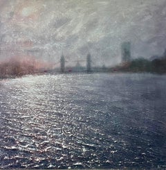 Tower Bridge Ripples, Alison Groom, Impressionist Style Cityscape Art, London 