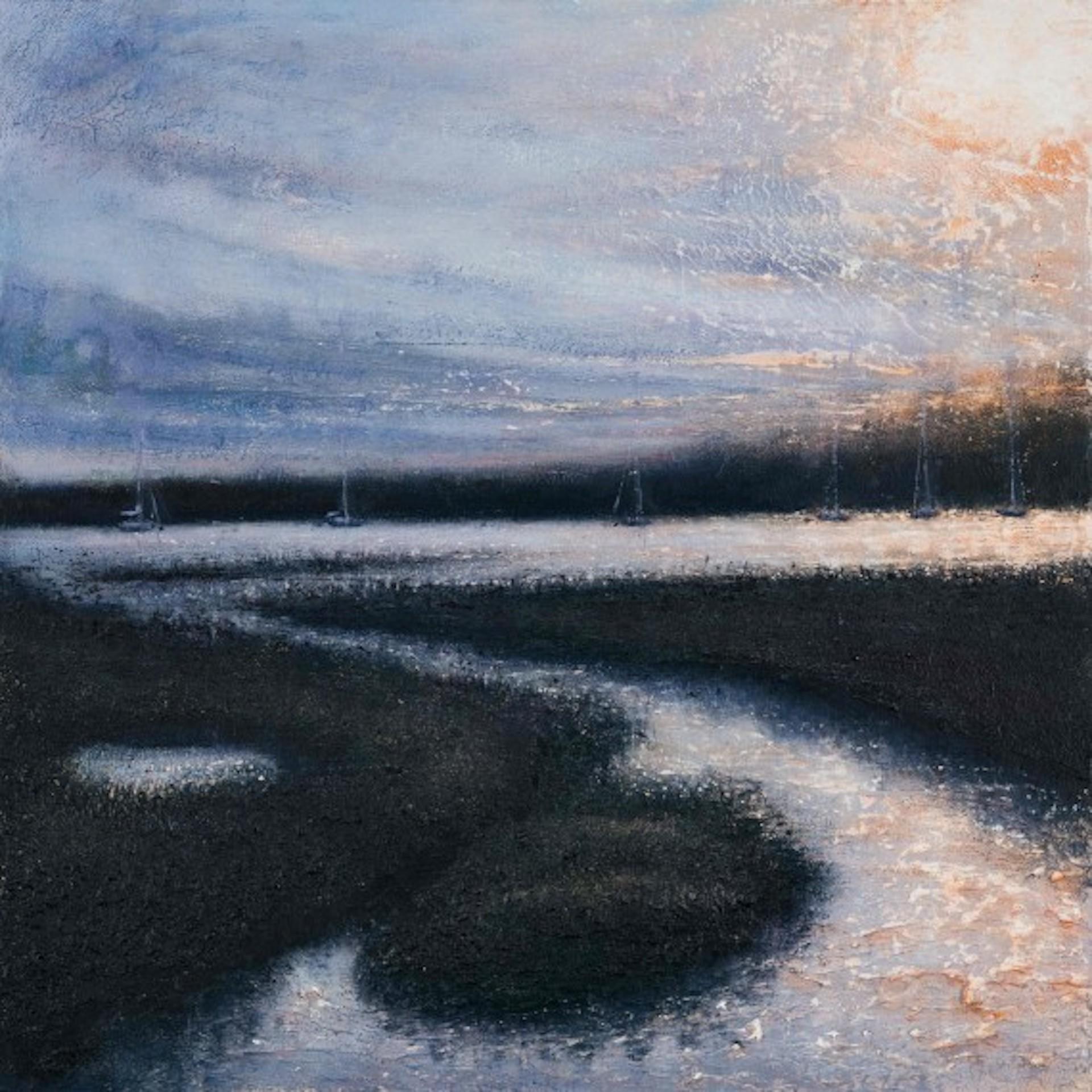 Après-midi à Wivenhoe, Alison Groom, peinture originale de paysage marin, art impressionniste
