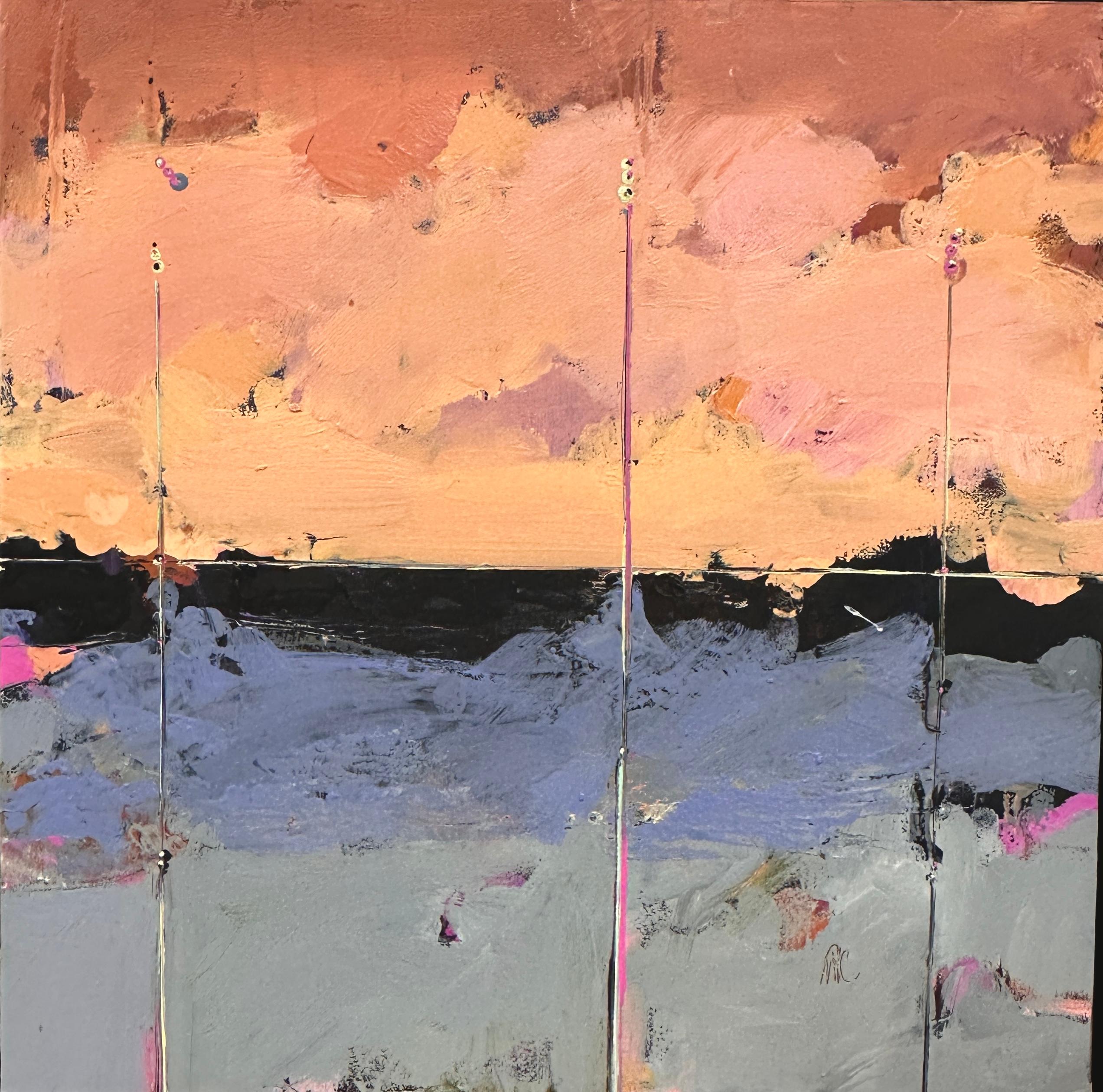 Abstract Painting Alison Hall Cooley - Northeast 88, peinture à l'huile abstraite aux couleurs vives 