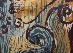 The Golden Eye, gravure sur bois expressionniste abstraite d'Alison Hildreth