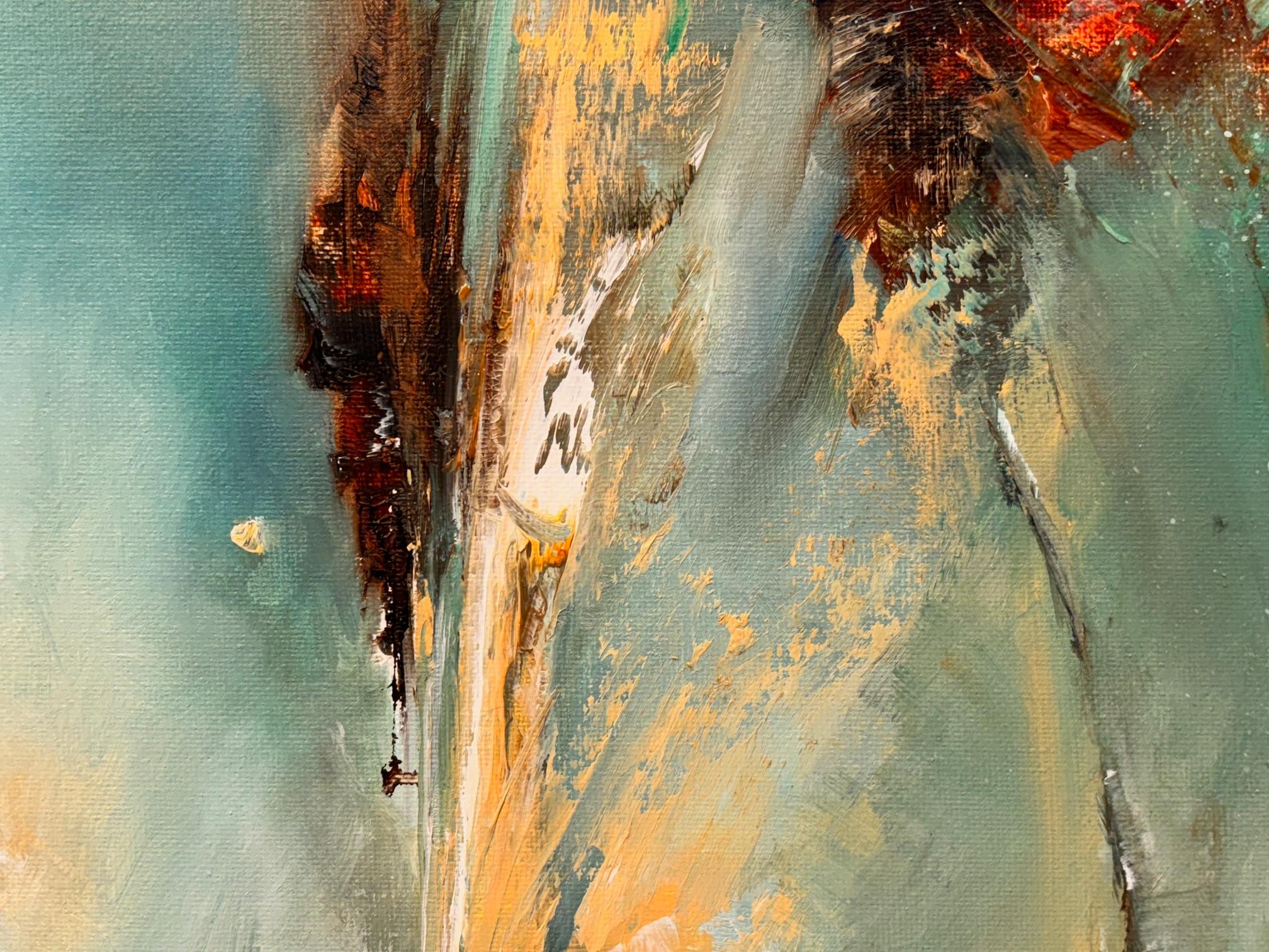 Ein Tanz des Lichts - abstraktes Landschaftsgemälde in Öl - zeitgenössisches Kunstwerk (Blau), Abstract Painting, von Alison Johnson