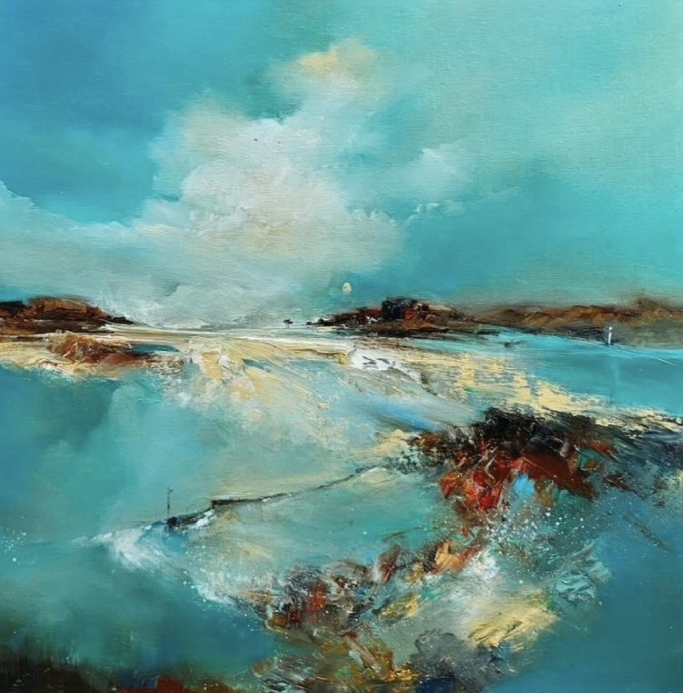 Ein Tanz des Lichts - abstraktes Landschaftsgemälde in Öl - zeitgenössisches Kunstwerk