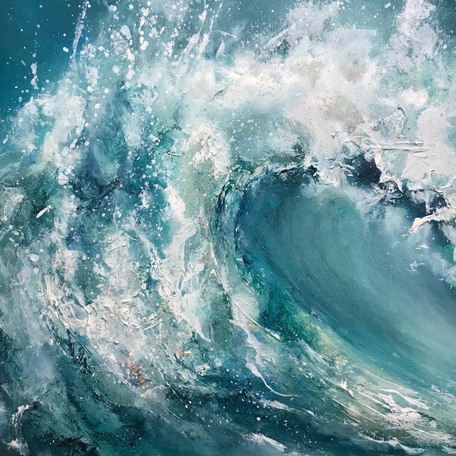 Alison Johnson, The Break, Sea Oil Painting, Original Textured Painting For Sale 3
