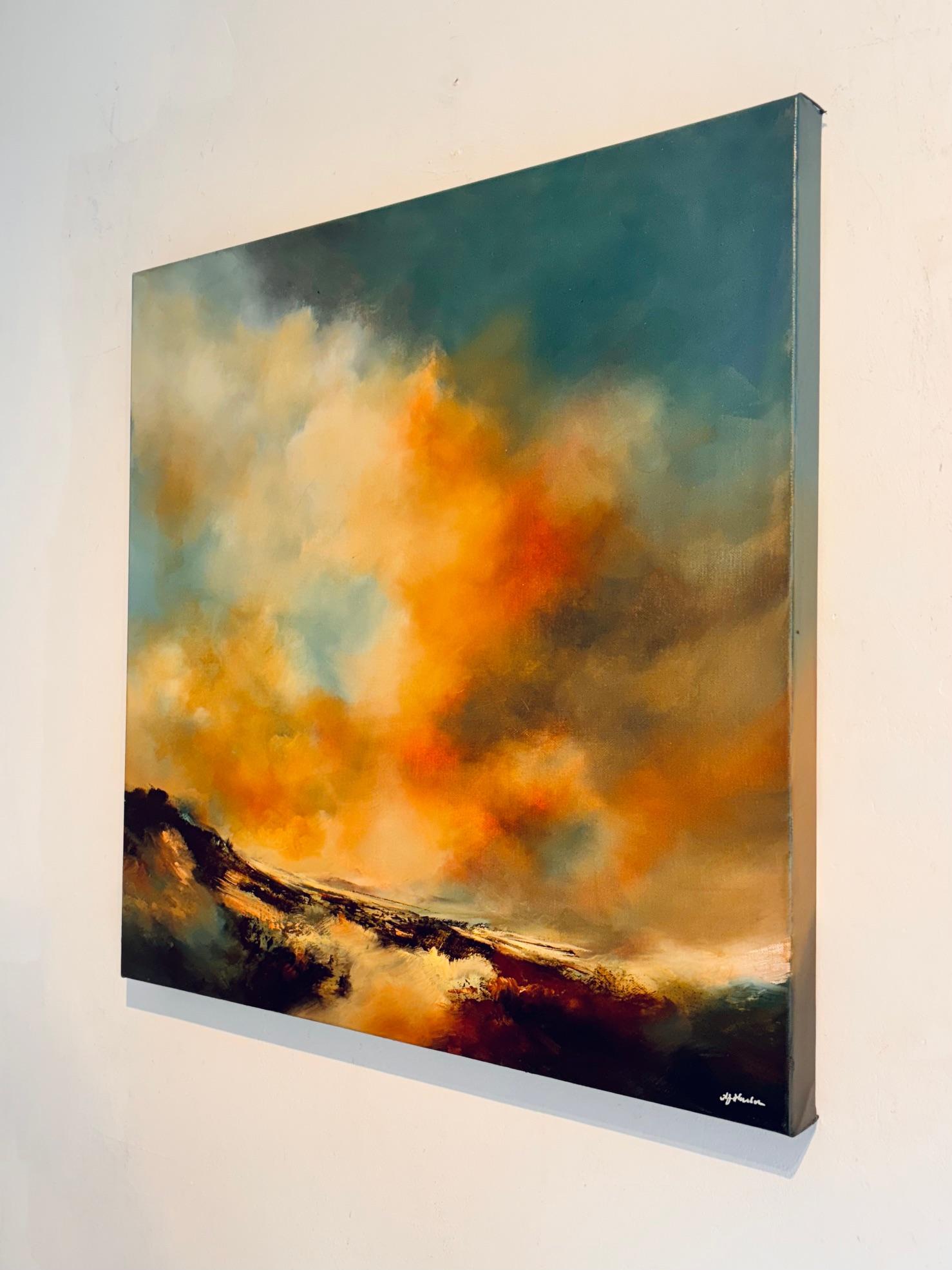 Beneath the Ember Sky - Abstraktes Landschaftsgemälde in Öl - Zeitgenössische Kunst (Abstrakter Expressionismus), Painting, von Alison Johnson