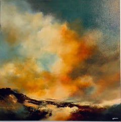 Beneath the Ember Sky-original oil abstract landscape painting-contemporary art