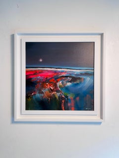 Vent noir  - peinture originale à l'huile d'un paysage abstrait - œuvre d'art contemporain