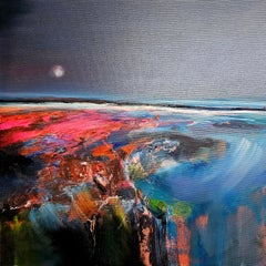 Vent noir  - peinture originale à l'huile d'un paysage abstrait - œuvre d'art contemporain