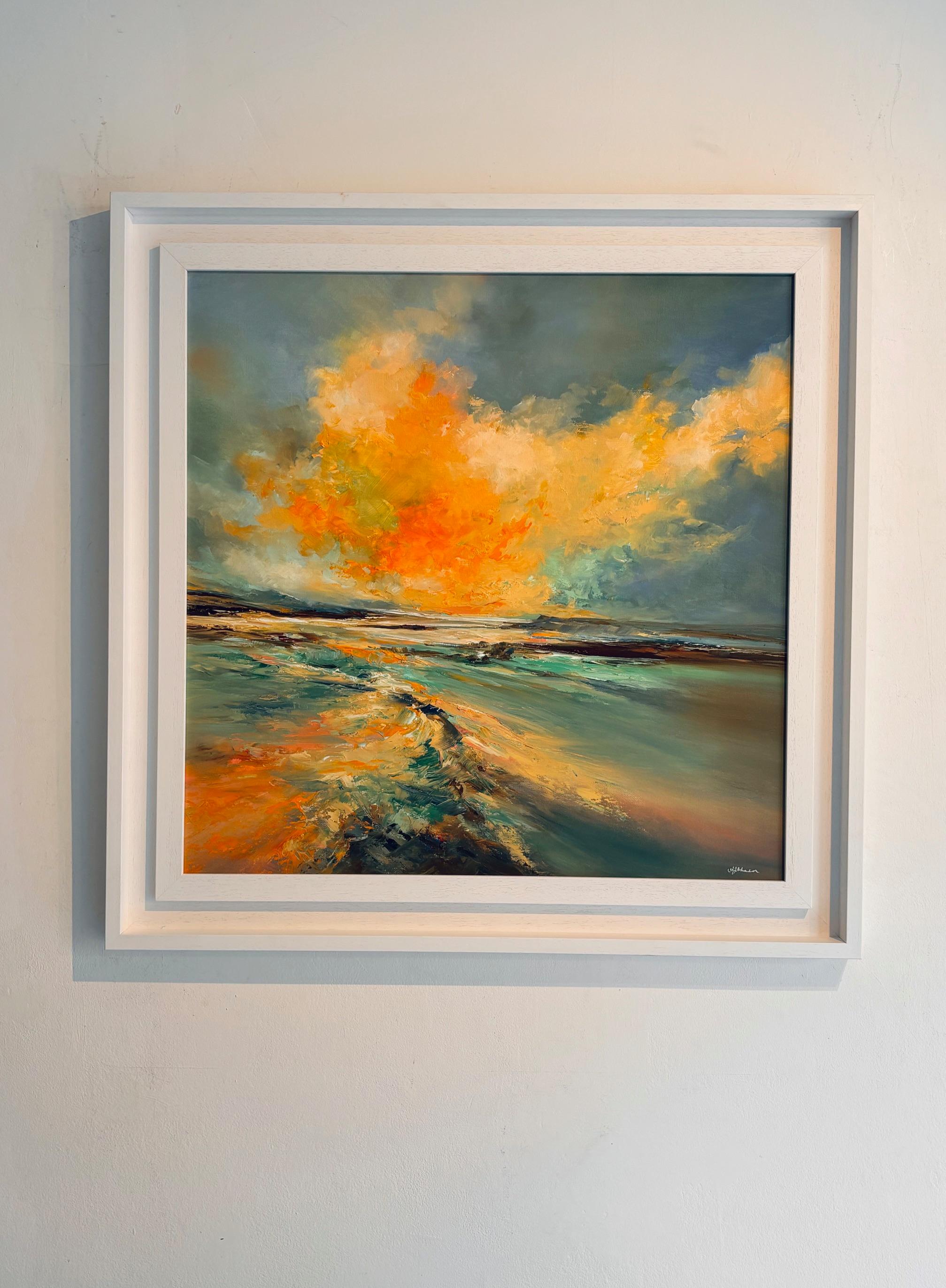 Blaze - Abstraktes Landschaftsgemälde in Öl - zeitgenössisches Kunstwerk – Painting von Alison Johnson