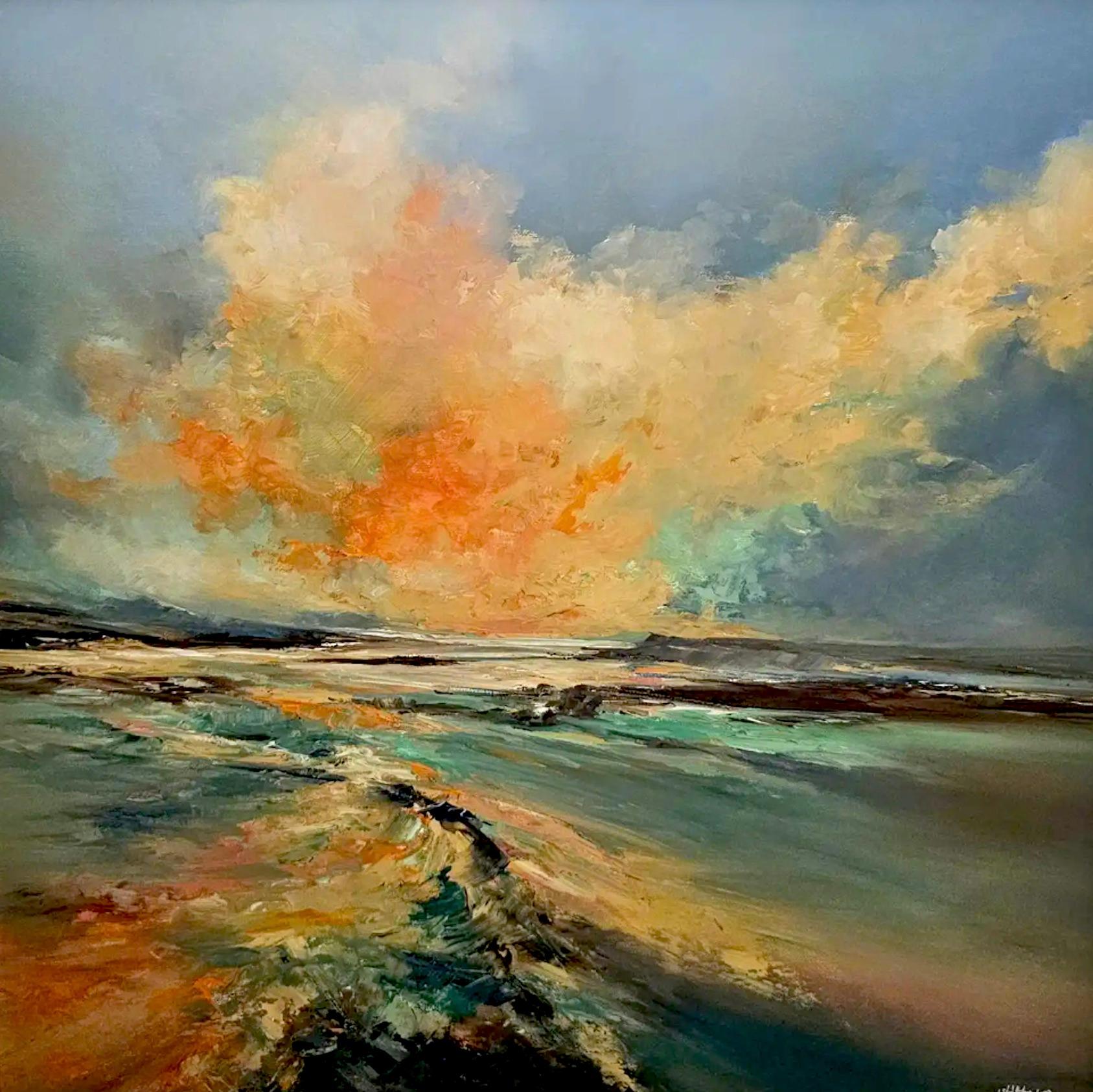 Blaze - original oil abstract landscape painting - contemporary artwork