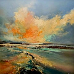 Blaze - pintura original al óleo paisaje abstracto - obra de arte contemporánea