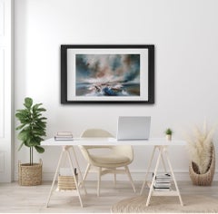 distance, Alison Johnson, peinture originale de paysage marin, art contemporain abordable