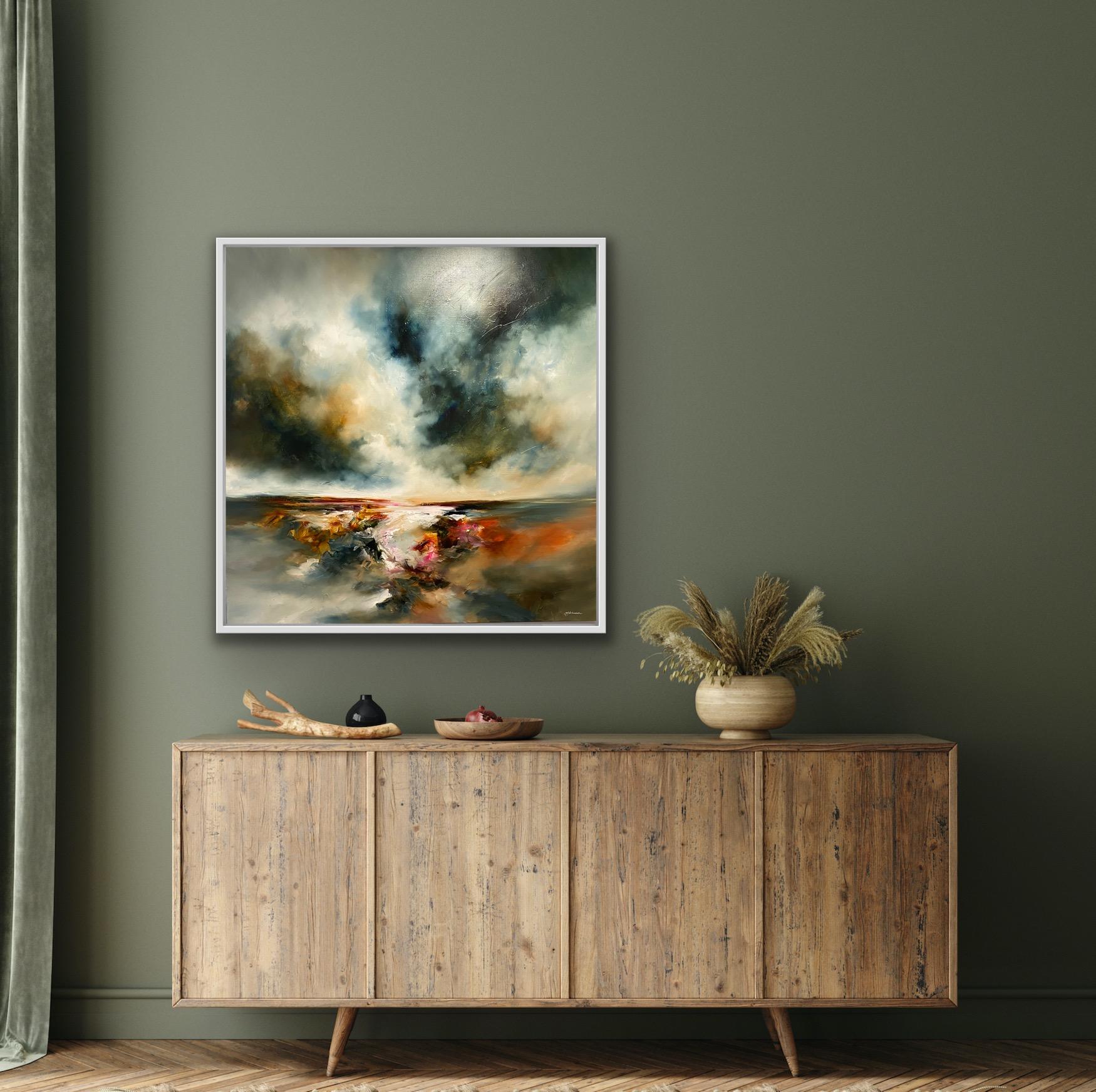 Dramatic Seascape - Brown Abstract Painting by Alison Johnson