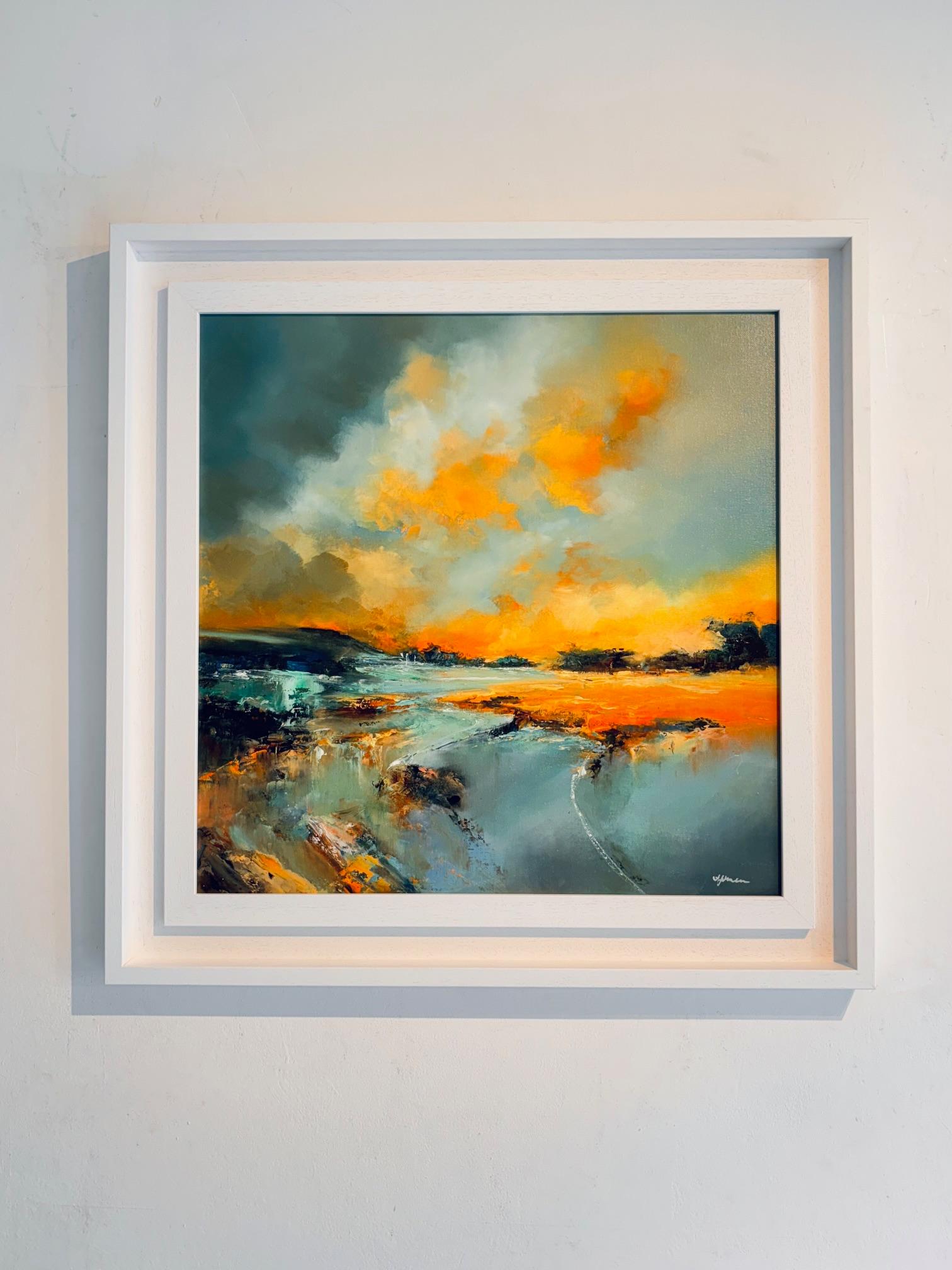 Embers Tide - peinture originale à l'huile de paysage abstrait - œuvre d'art contemporain - Painting de Alison Johnson