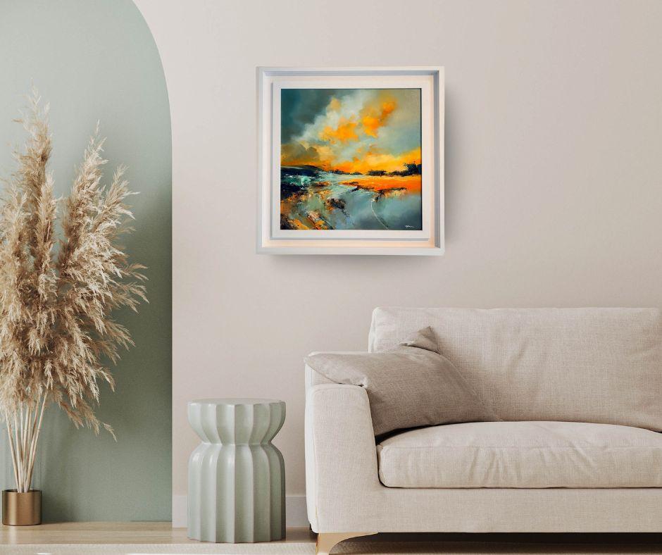 Dieses außergewöhnliche Kunstwerk ist derzeit in der Signet Contemporary Art Gallery und online ausgestellt und zu verkaufen.

Embers Tide ist stimmungsvoll und hypnotisierend und fängt das letzte Flackern des Lichts ein, wenn es unter den Rand des