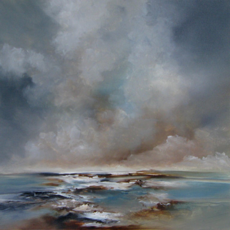 Alison Johnson Landscape Painting - Eternal - original abstract oil painting contemporary ocean sea landscape beach 
