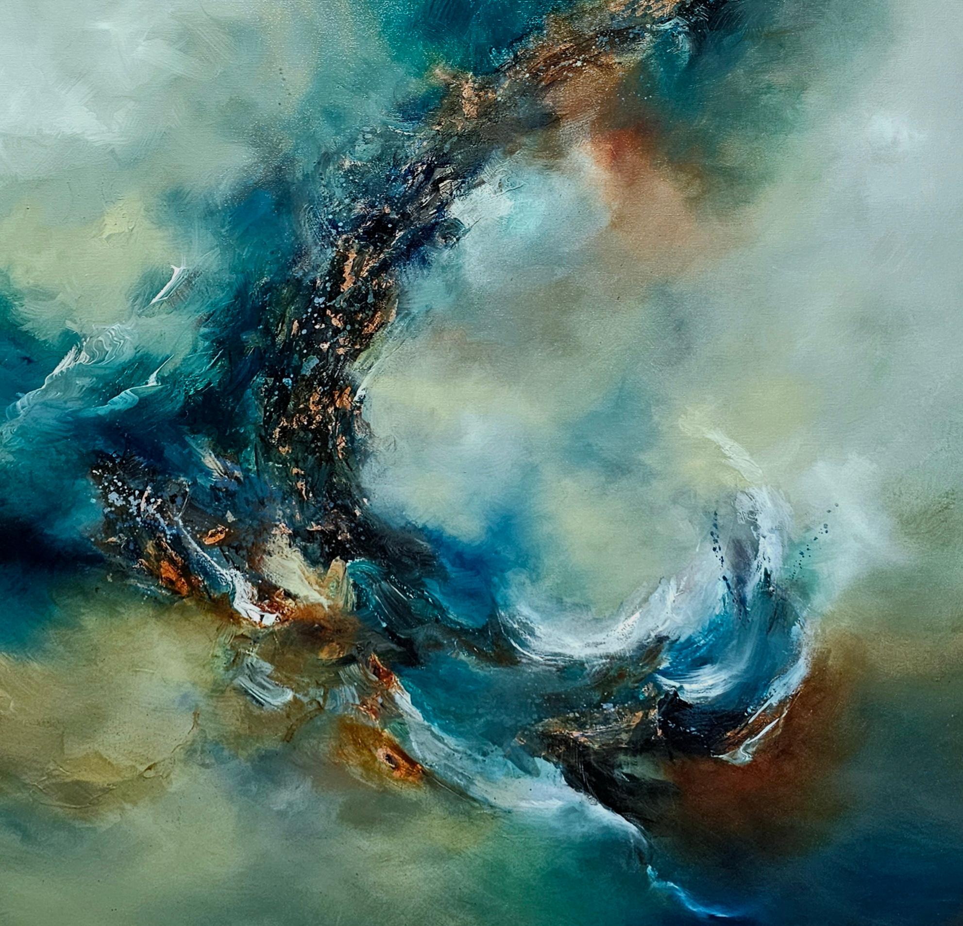 Alison Johnson Abstract Painting - Flow with it - original abstract oil Artwork expressionism seascape oil painting
